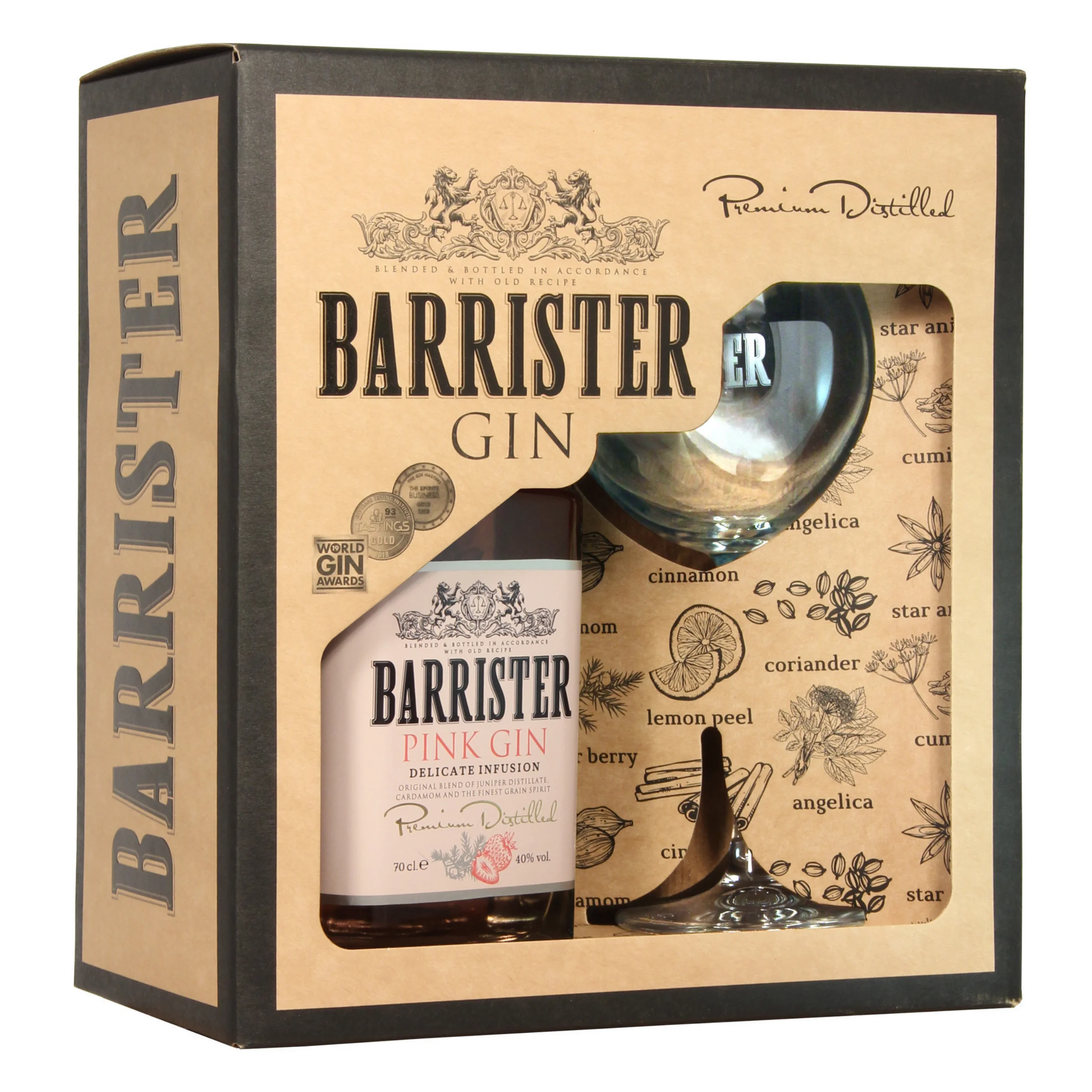 Díszdobozos Barrister Pink Gin+pohár 0,7L 40%