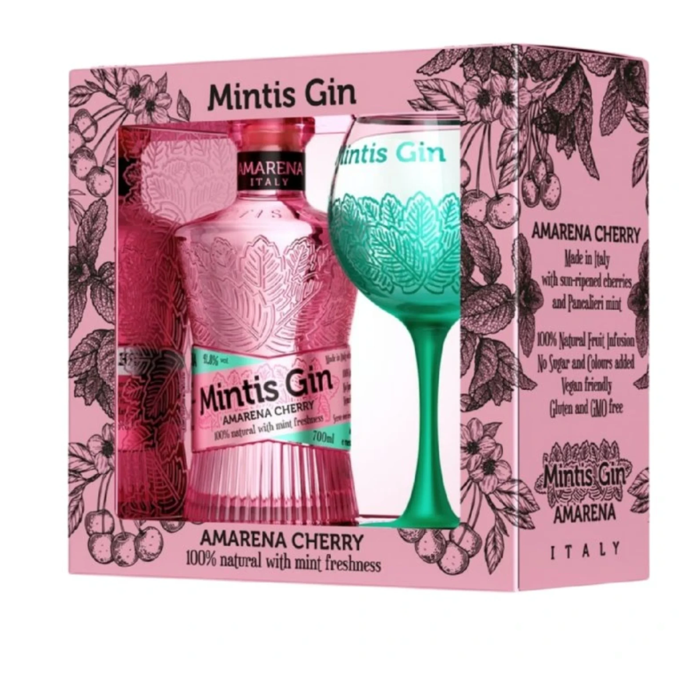 Mintis Amarena Gin DD+1pohár DRS 0.7 LITER