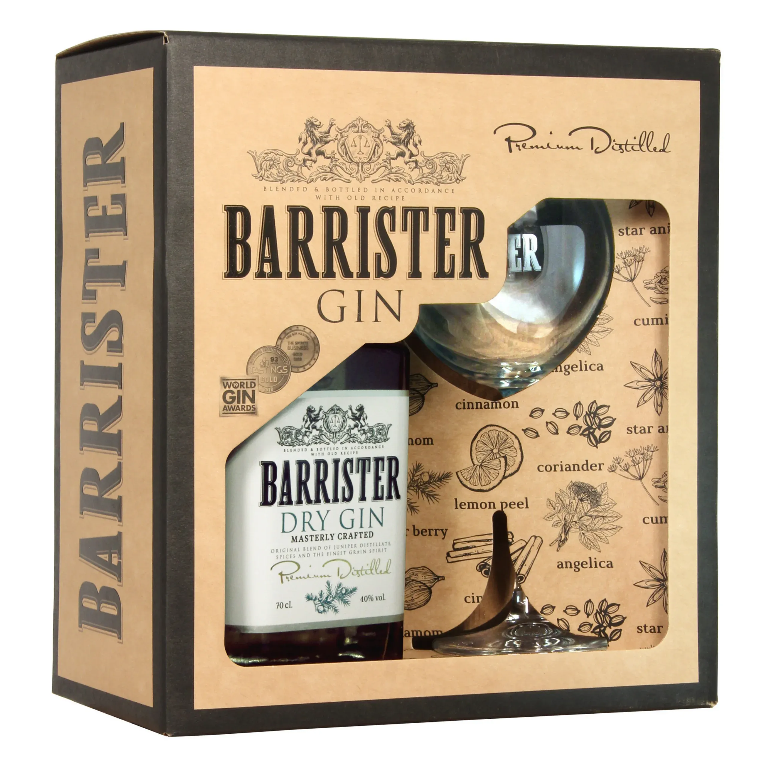 Díszdobozos Barrister Száraz Gin+pohár 0,7L 40%