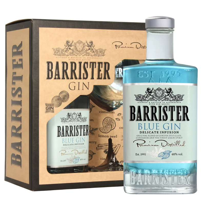Díszdobozos Barrister Kék Gin+pohár 0,7L 40%
