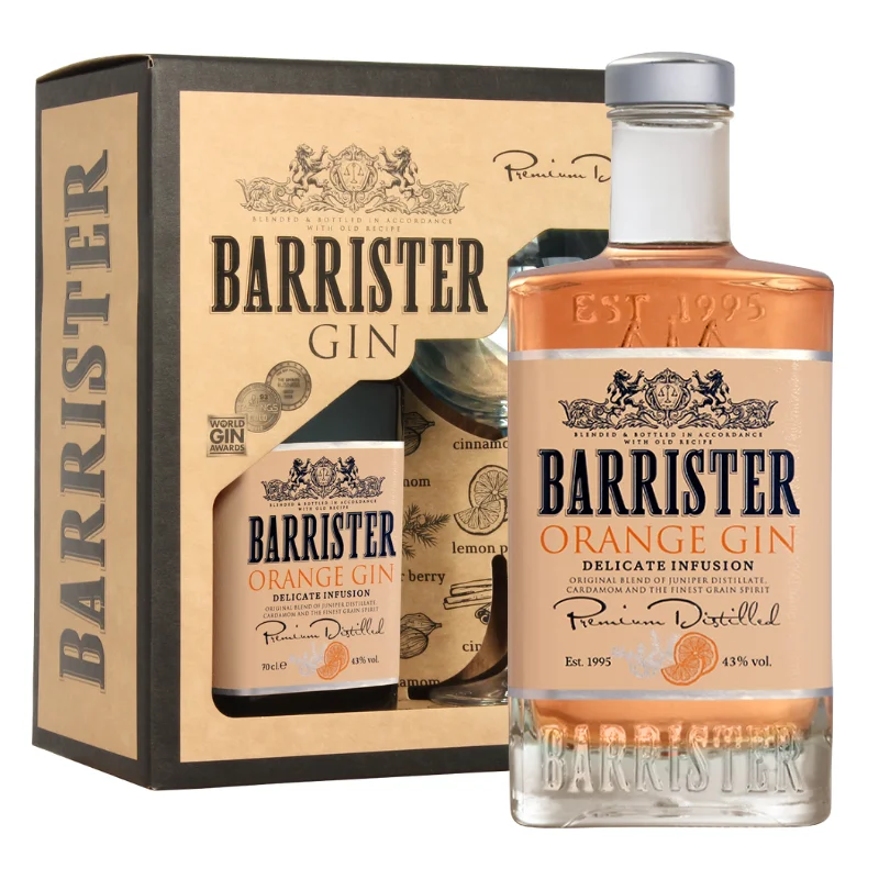 Díszdobozos Barrister Narancs Gin+pohár 0,7L 43%