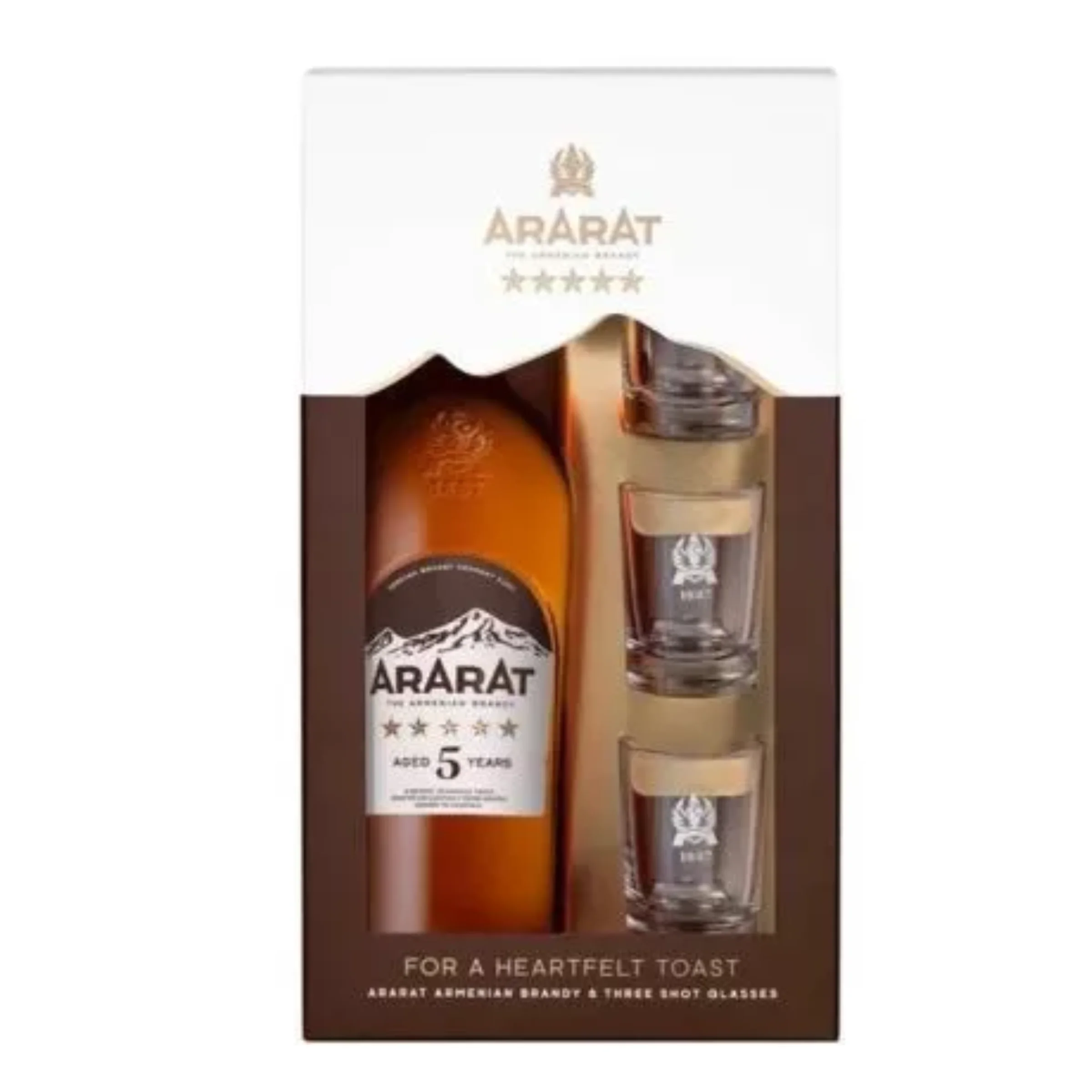 Ararat brandy 5 stars Díszdobozban, 3 pohárral 0.7 LITER
