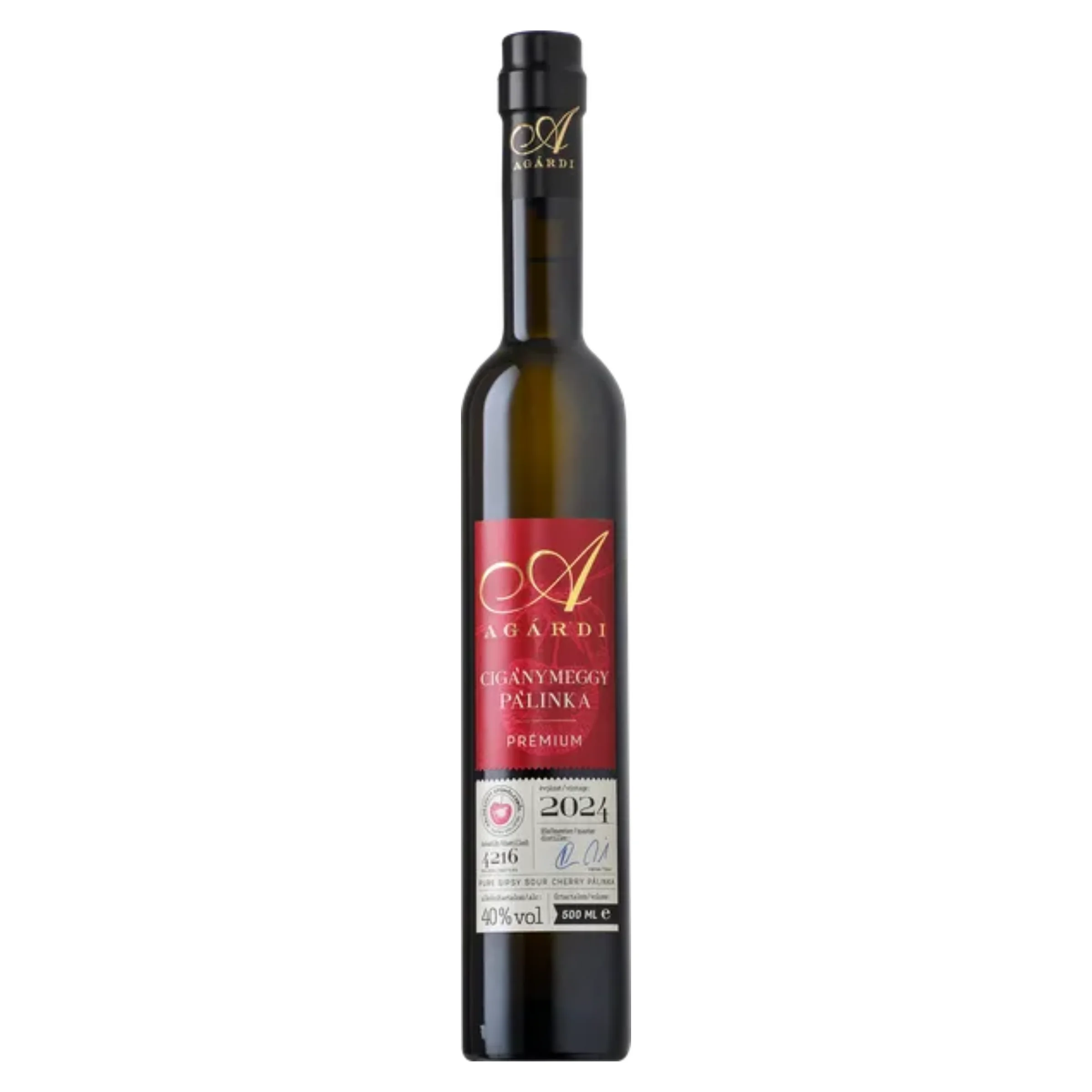 Agárdi Premium Cigánymeggy Pálinka DRS  0,5 Liter