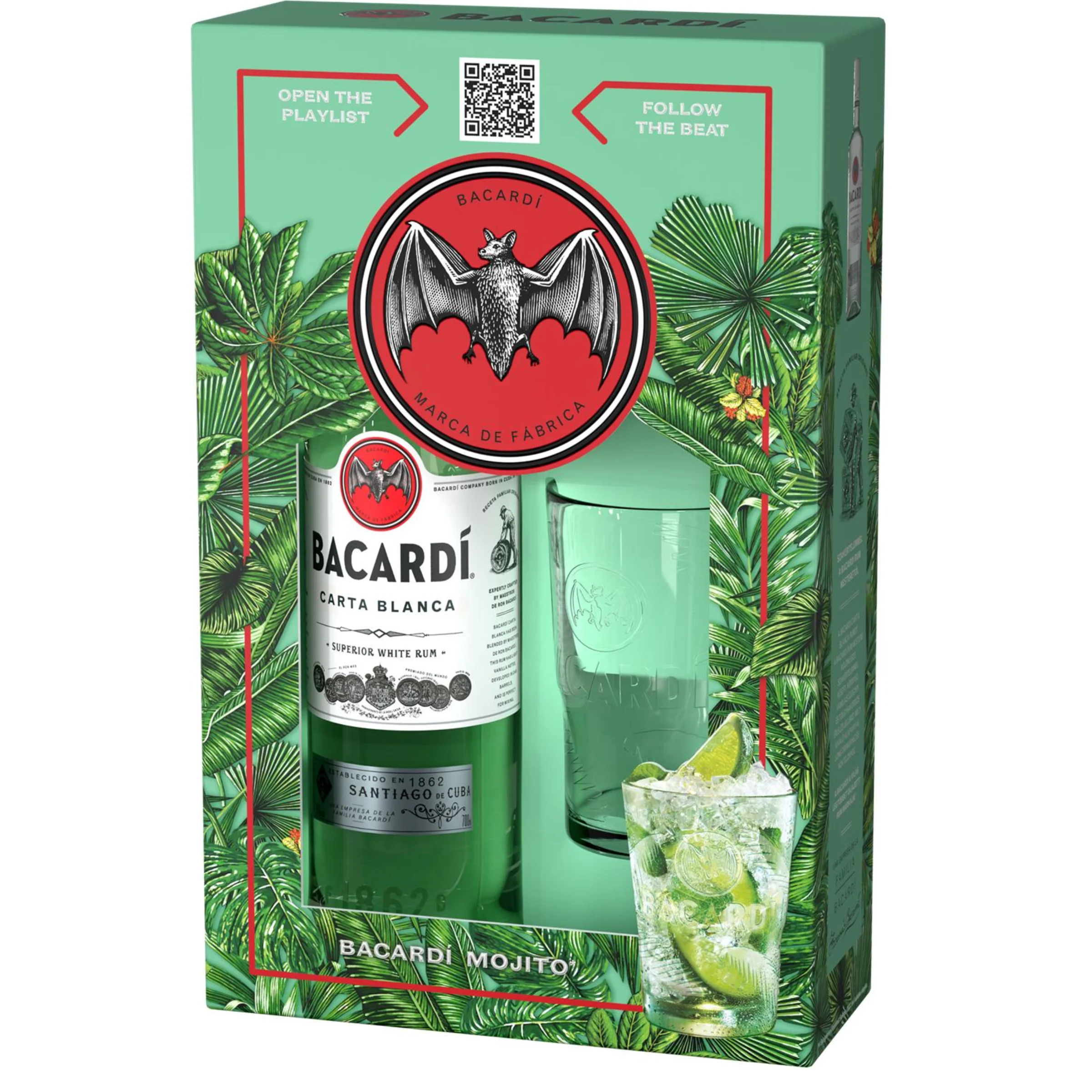 Bacardi Carta Blanca Rum Díszdobozban + 1 pohár 0.7 LITER