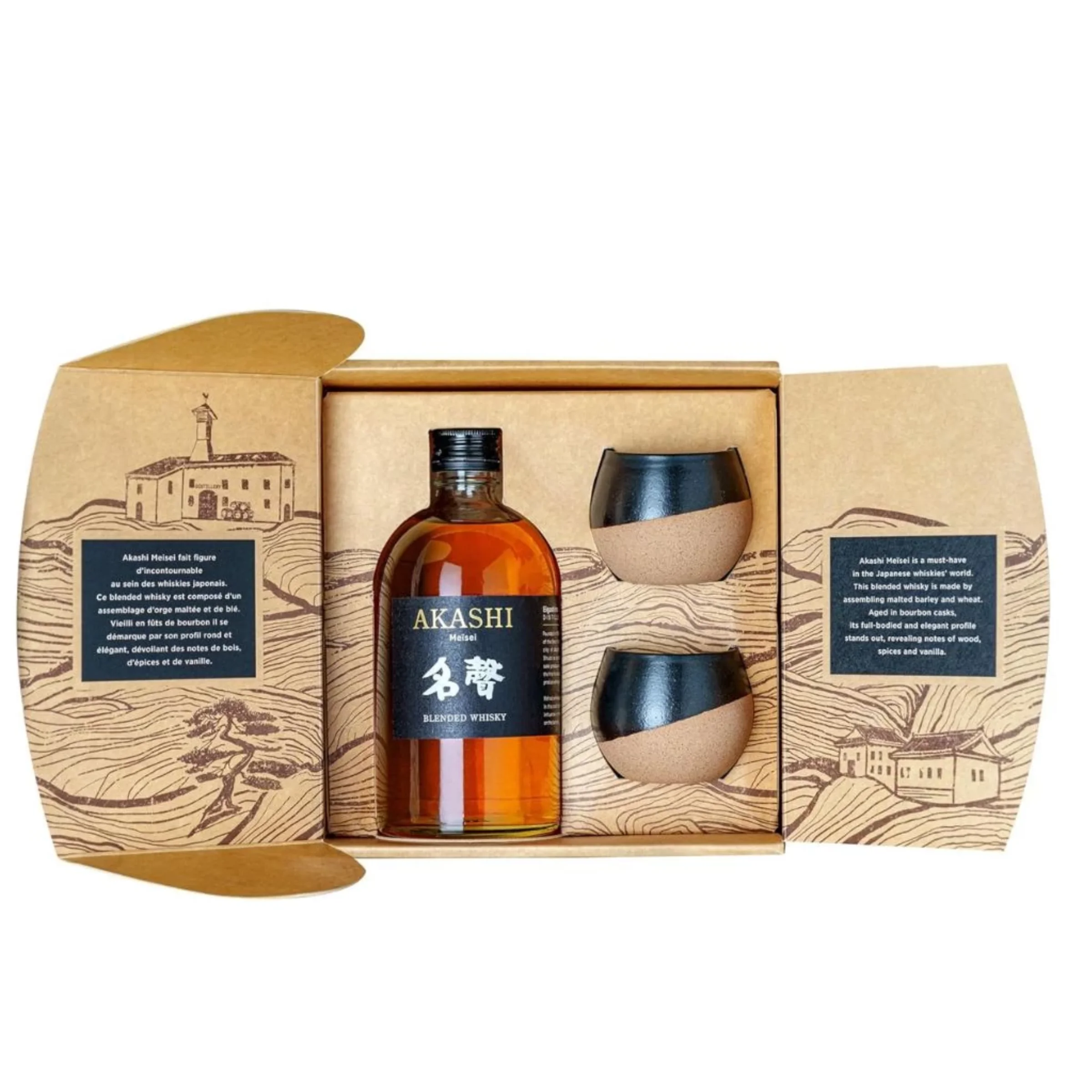 Akashi Meisei Japán Whisky díszdobozban + 2 pohár DRS 0.5 LITER
