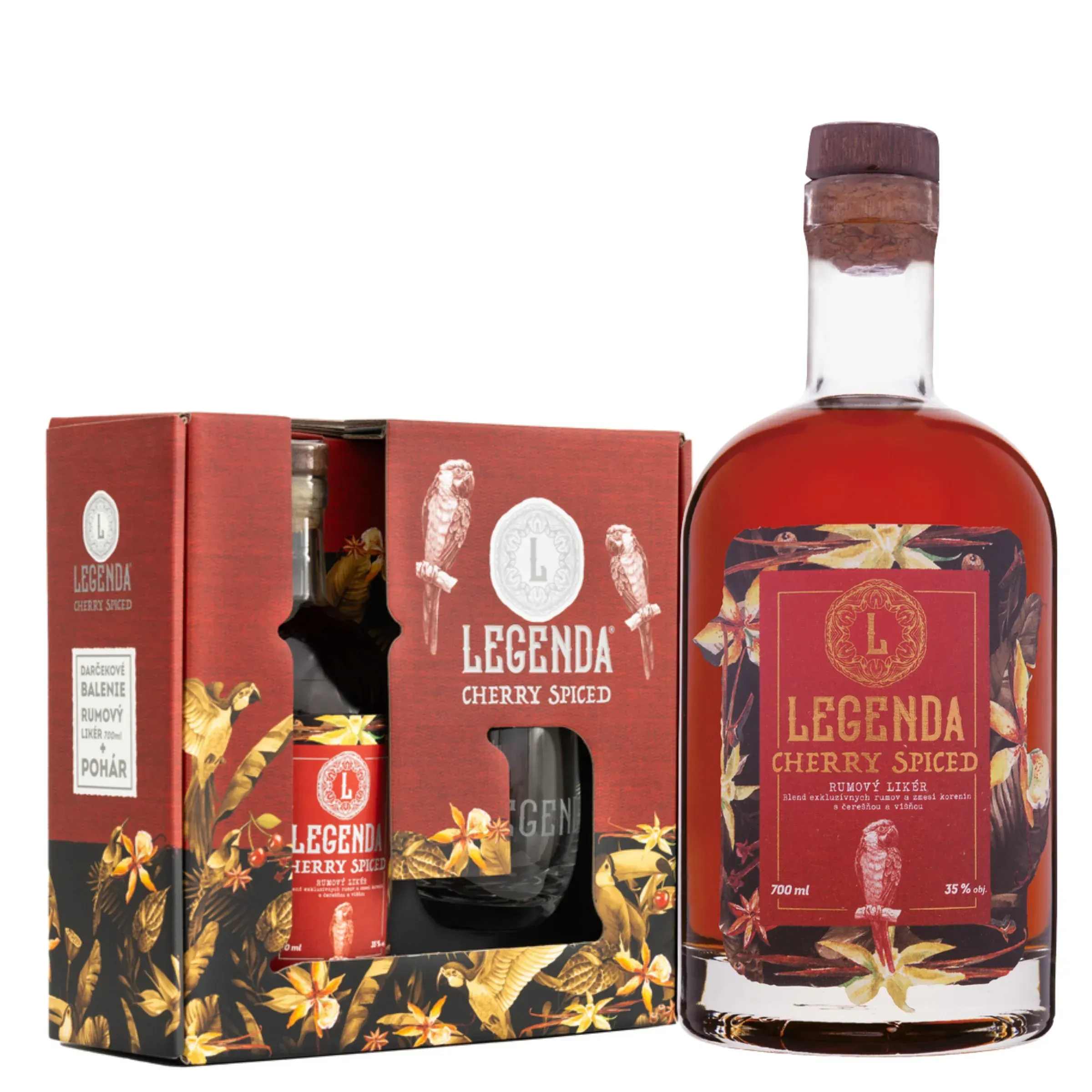 Legenda Cherry Spiced Rum Díszdobozban , pohárral - 35 %