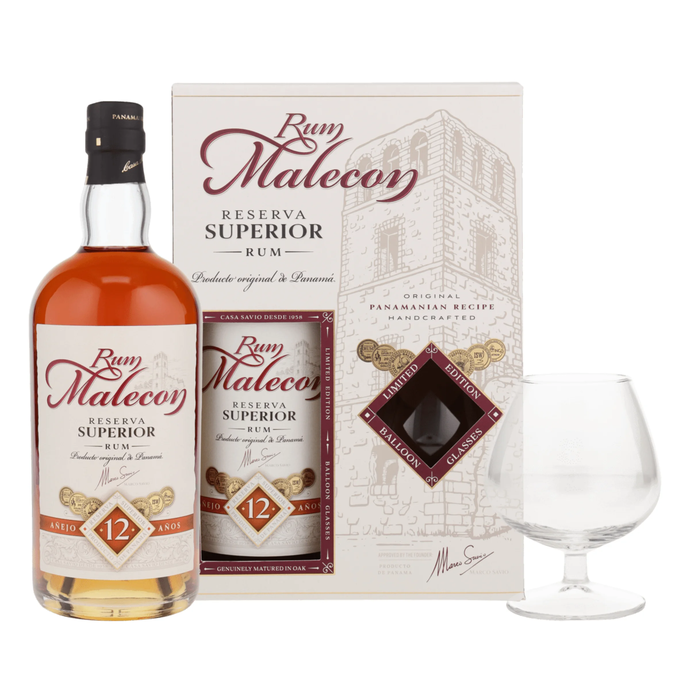 Malecon 12y Rum Díszdobozban+2 pohár 0,7 Liter 40%